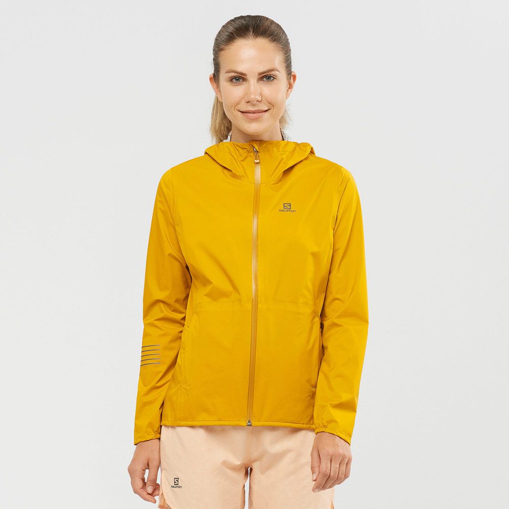 Salomon Singapore Womens Jackets - BONATTI WATERPROOF Yellow | 76192-PWKY